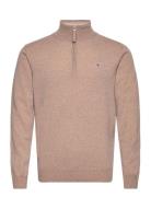 Superfine Lambswool Half Zip Tops Knitwear Half Zip Jumpers Beige GANT