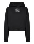 Sequin Hoodie Tops Sweat-shirts & Hoodies Hoodies Black Calvin Klein J...