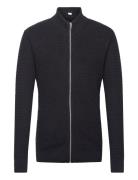 Zip Structure Cardigan Tops Knitwear Full Zip Jumpers Black Lindbergh