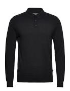 Lamon Cashmere Polo Knit Tops Knitwear Long Sleeve Knitted Polos Black...