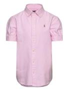 Cotton Oxford Short-Sleeve Shirt Tops Shirts Short-sleeved Shirts Pink...