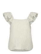 Slfvittoria Striped Ruffle Sleeve Top B Tops Blouses Sleeveless White ...