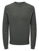 Onskalle Reg 12 Struc Crew Knit Noos Tops Knitwear Long Sleeve Knitted...