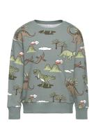 Sweater Dino Aop Tops Sweat-shirts & Hoodies Sweat-shirts Green Lindex