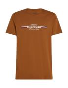 Hilfiger Chest Stripe Tee Tops T-shirts Short-sleeved Brown Tommy Hilf...