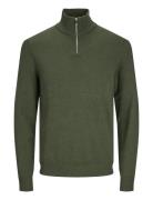 Jjeemil Knit Half Zip Noos Tops Knitwear Half Zip Jumpers Khaki Green ...