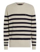 Structure Crew Nk Tops Knitwear Round Necks Cream Tommy Hilfiger