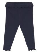 Cotton Ribbed Leggings Bottoms Leggings Navy Mango