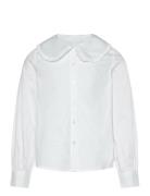 Baby-Collar Openwork Shirt Tops Shirts Long-sleeved Shirts White Mango