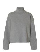 Slfkamma Ls Knit Roll Neck Noos Tops Knitwear Turtleneck Grey Selected...