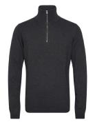 100% Recycle Knit Half Zip Tops Knitwear Half Zip Jumpers Grey Lindber...