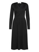 Long Sleeve Dress Knelang Kjole Black Rosemunde