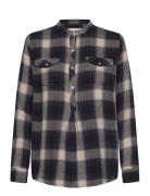 Super Shirt Check Tops Shirts Long-sleeved Blue Moshi Moshi Mind