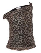 Asymmetrical Leopard-Print Top Tops Blouses Sleeveless Brown Mango