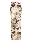 Fluid Animal- Print Trousers Bottoms Trousers Wide Leg Beige Mango