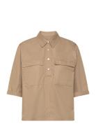 Alto Twill Hera Shirt Tops Shirts Short-sleeved Beige Mads Nørgaard