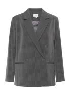 Joellegz Mel. Pinstripe Blazer 2.0 Blazers Double Breasted Blazers Gre...