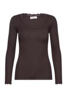 Rwbabette Ls U-Neck Lace Top Tops T-shirts & Tops Long-sleeved Brown R...