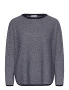 Curved Herringb Sweater Tops Knitwear Jumpers Navy Davida Cashmere