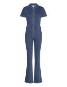 Denim Zipper Jumpsuit Bottoms Jumpsuits Blue Mango