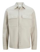 Jprraymond Melange Solid Ls Overshirt Sn Tops Overshirts Beige Jack & ...