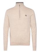 Classic Half Zip Jumper Tops Knitwear Half Zip Jumpers Cream Fred Perr...