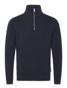 Pullover Long Sleeve Tops Knitwear Half Zip Jumpers Navy Marc O'Polo