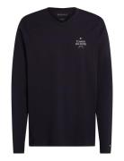 Hilfiger Stack Ls Tee Tops Knitwear Round Necks Navy Tommy Hilfiger