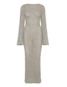 Slub Knitted Dress Maxikjole Festkjole Grey Gina Tricot