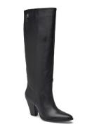 High Cowboy Heel Boot Leather Høye Støvletter Black Tommy Hilfiger