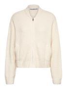 Knitted Jacket With Zip Tops Knitwear Cardigans Cream Mango