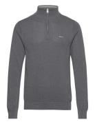 Cotton Pique Half Zip Tops Knitwear Half Zip Jumpers Grey GANT