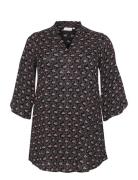 Kcamy Frill Tunic Printed Tops Tunics Black Kaffe Curve