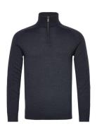 Bs Pelle Regular Fit Knitwear Tops Knitwear Half Zip Jumpers Navy Bruu...