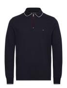 Ls Zip Rwb Detail Reg Polo Tops Knitwear Half Zip Jumpers Navy Tommy H...