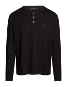 Slub Henley Ls Tee Tops T-shirts Long-sleeved Black Tommy Hilfiger