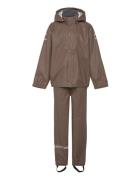 Pu Rain No Susp. Recycled Outerwear Rainwear Rainwear Sets Brown Mikk-...