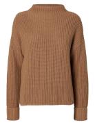 Slfselma Ls Knit Pullover Noos Tops Knitwear Jumpers Brown Selected Fe...