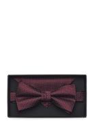 Polyester Bow Tie With Dots Sløyfe Burgundy Lindbergh Black