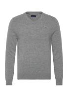 Extrafine Lambswool V-Neck O/S Tops Knitwear V-necks Grey GANT