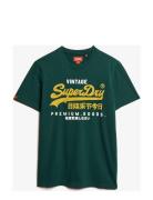 Duo Vintage Logo T Shirt Tops T-shirts Short-sleeved Green Superdry