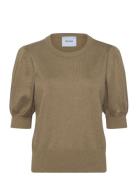 Liva Knit Tee Tops Knitwear Jumpers Khaki Green Minus