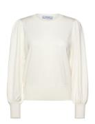 Msliva Long Sleeve Pullover Tops Knitwear Jumpers White Minus