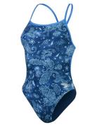 Allover Vback Sport Swimsuits Blue Speedo