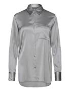 Mmlinda Satin Shirt Tops Shirts Long-sleeved Grey MOS MOSH