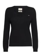 Extrafine Lambswool Blend V-Neck Tops Knitwear Jumpers Black GANT