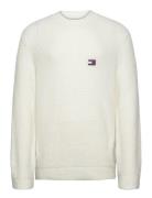 Tjm Reg Waffle Sweater Tops Knitwear Round Necks Cream Tommy Jeans