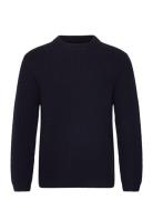 Boxy Wool Knit - Navy Tops Knitwear Round Necks Navy Garment Project