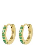 Crown Huggie Green/Gold Accessories Jewellery Earrings Hoops Gold Bud ...