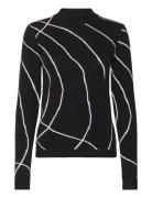 Objray L/S Knit Pullover Aop Noos Tops Knitwear Jumpers Black Object